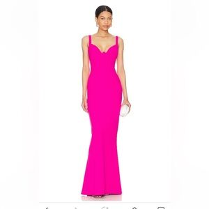 NWT $329 Revolve Nookie Romance Sweetheart Gown Maxi Dress Pink Fuchsia XS